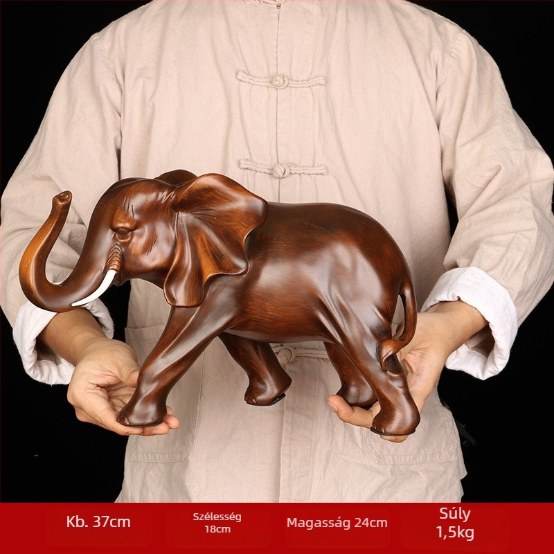 Elefánt műgyanta figurka, kínai stílusú dekor, Xinxin Culture márka, ajándék