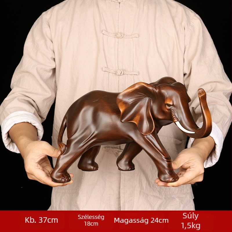 Elefánt műgyanta figurka, kínai stílusú dekor, Xinxin Culture márka, ajándék