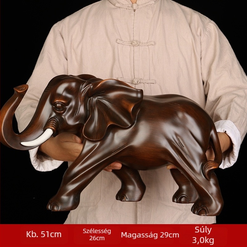 Elefánt műgyanta figurka, kínai stílusú dekor, Xinxin Culture márka, ajándék