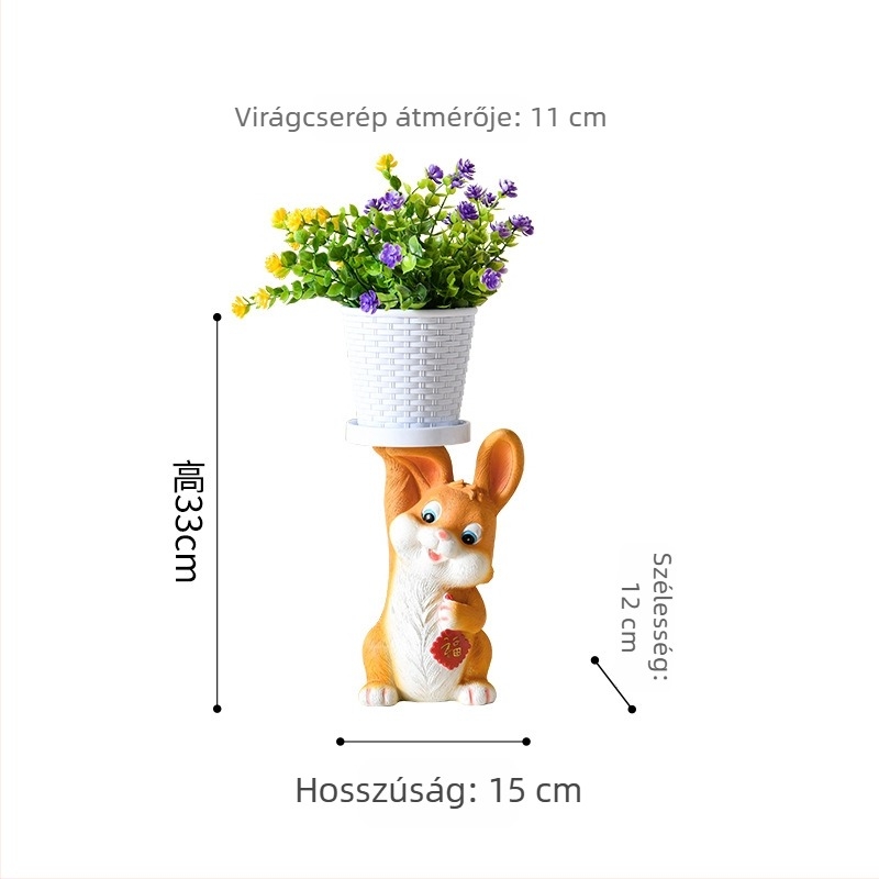Nyúl tál dísz - szintetikus gyanta, modern minimalist stílus, kulcs- és édességtároló dekoráció