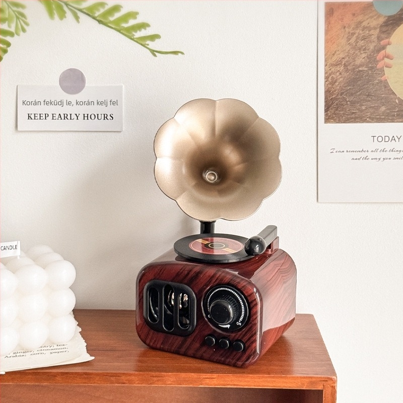 Gramofon formájú dekoráció - Modern minimalist asztali dekoráció, műanyag; ajándékhoz készen