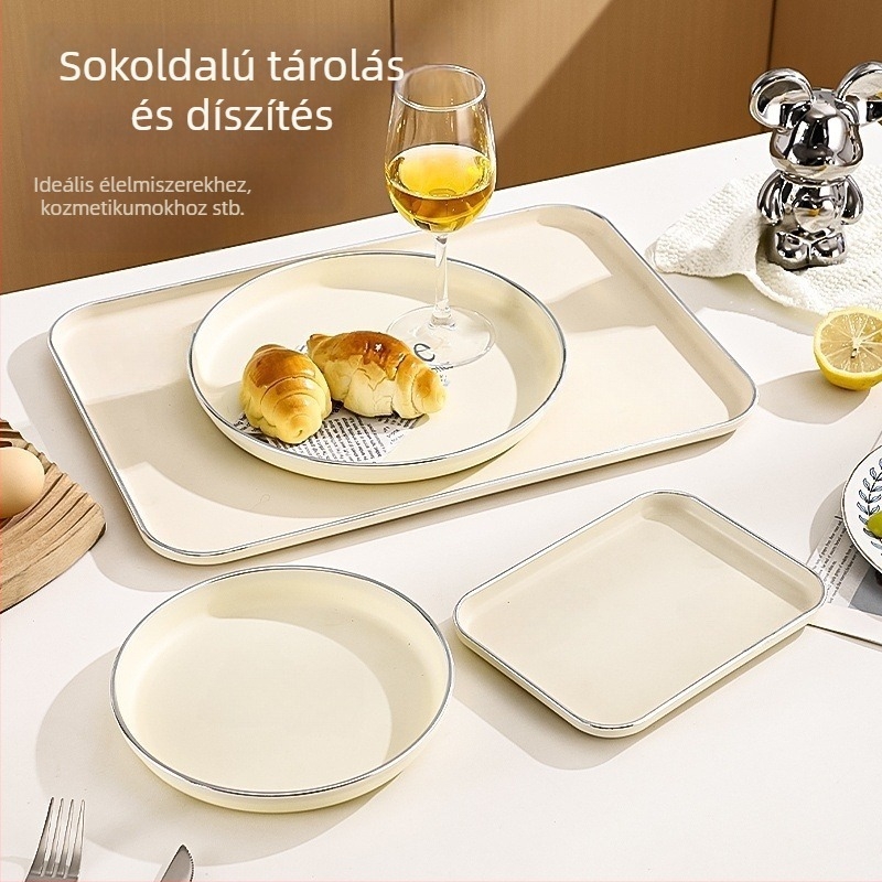 Műanyag tálca, négyzet alakú, egy darabból öntött, egyszínű, modern minimalista stílus