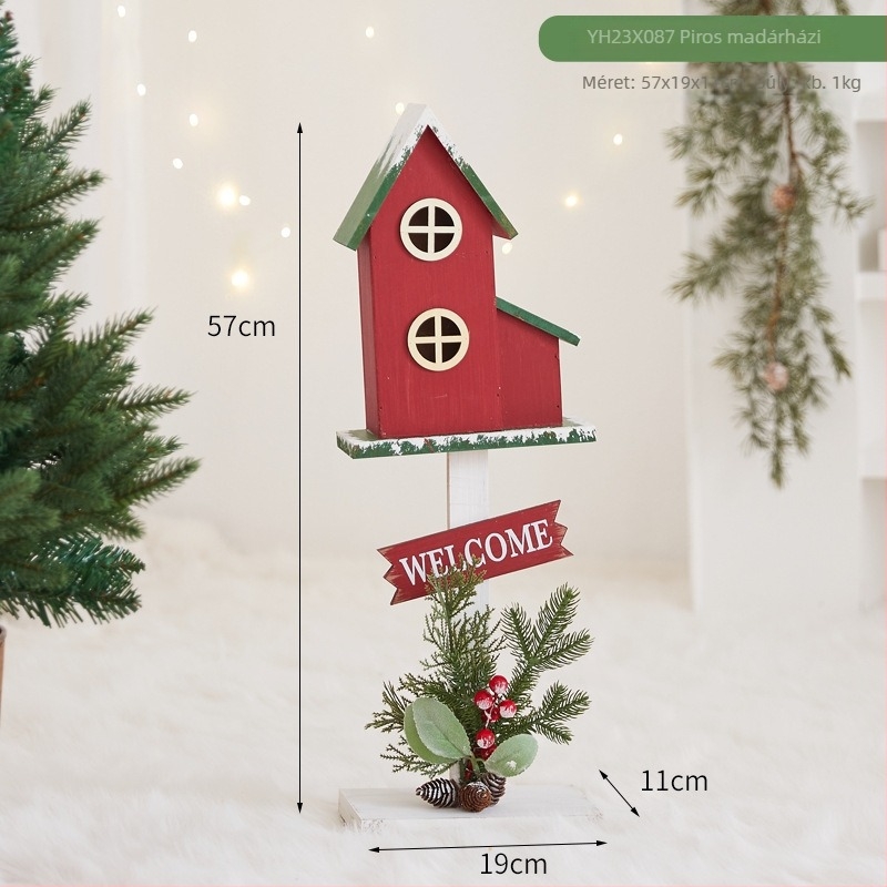 Miniatűr ház postaláda - karácsonyi dekoráció beltéri és kültéri helyszínekre, rekvizit fotózáshoz, márka Chinese Gift, helyszíni dekor