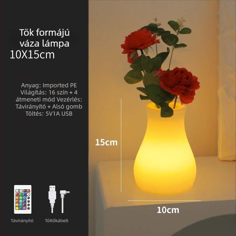 RGB dekoratív viráglámpa asztali lámpa bár/KTV hangulatához – váza alakú lámpa, modell XC-297, 5V, anyag: műanyag, stílus: modern minimalist, gyártás rajzok szerint.