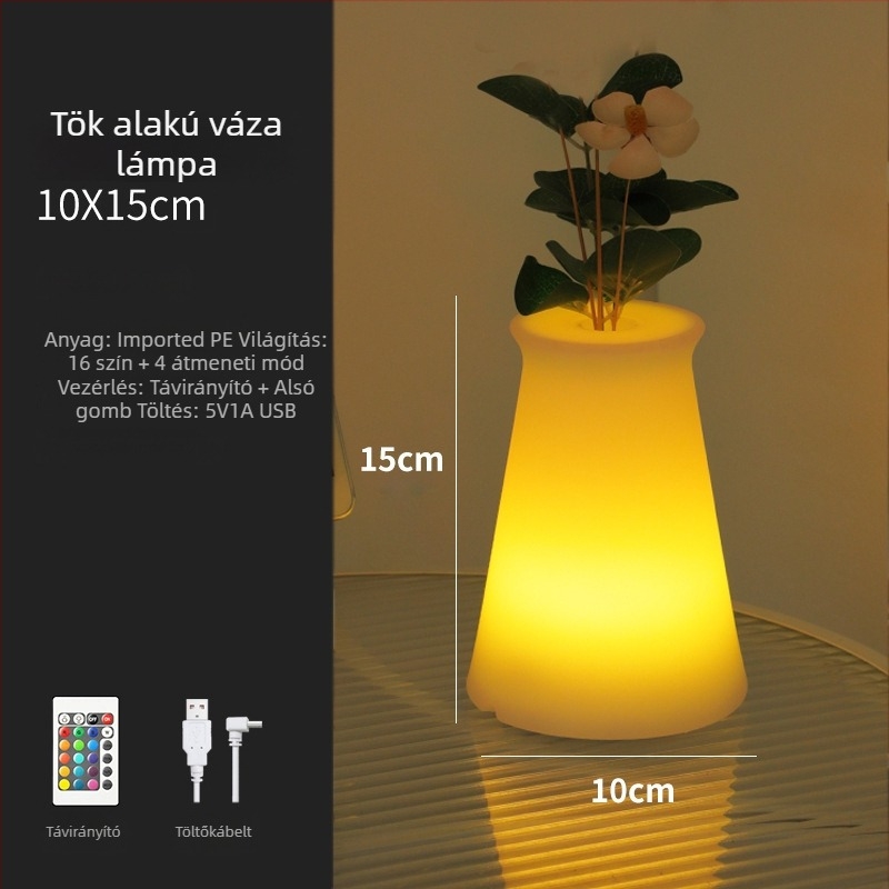 RGB dekoratív viráglámpa asztali lámpa bár/KTV hangulatához – váza alakú lámpa, modell XC-297, 5V, anyag: műanyag, stílus: modern minimalist, gyártás rajzok szerint.