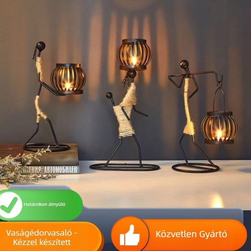 Vasból készült gyertyatartó, nordic stílusú, kézzel készített, asztali dekoráció otthonra, étterembe és bárba