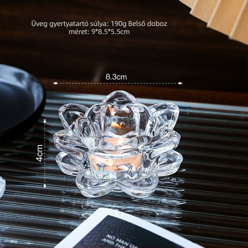 Lótusz kristály üvegből készült gyertyatartó | Modern minimalista stílus | Ajándék esküvőre, diploma, új otthon | WYMW/Weiyang Famous