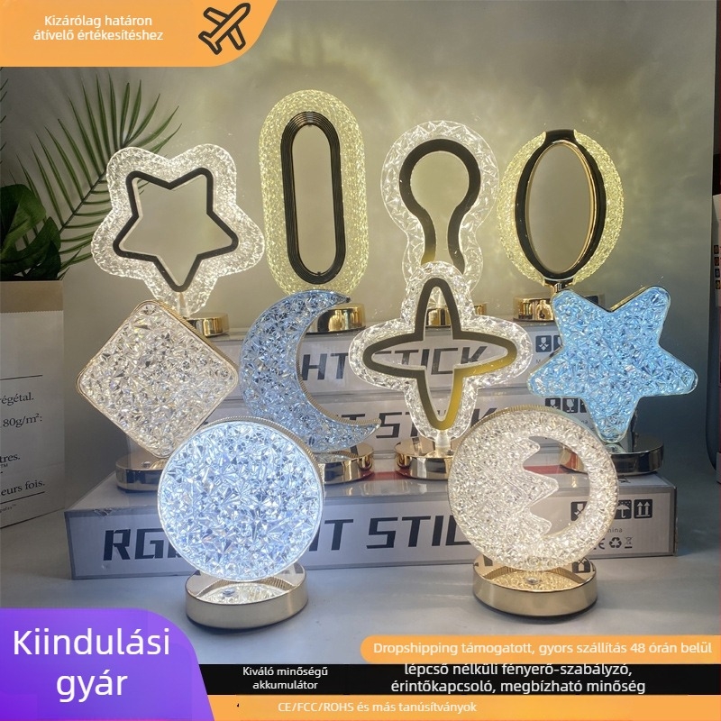 Csillag és Hold asztali lámpa, modern minimalist stílus, modell YL-014, anyag: műanyag, feszültség ≤36V