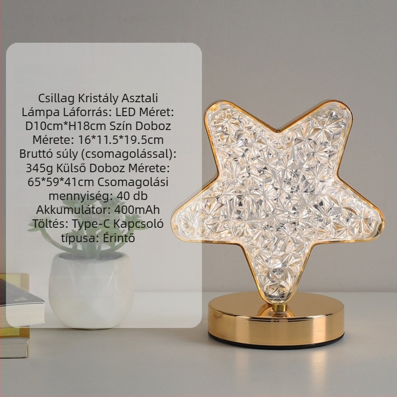 Csillag és Hold asztali lámpa, modern minimalist stílus, modell YL-014, anyag: műanyag, feszültség ≤36V