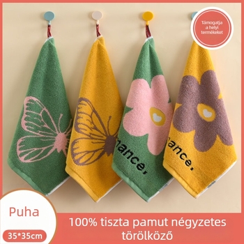 Poliészter-pamut arc- és kéztörölköző, 100d fonal, sík szövés, akasztós, háztartási használatra