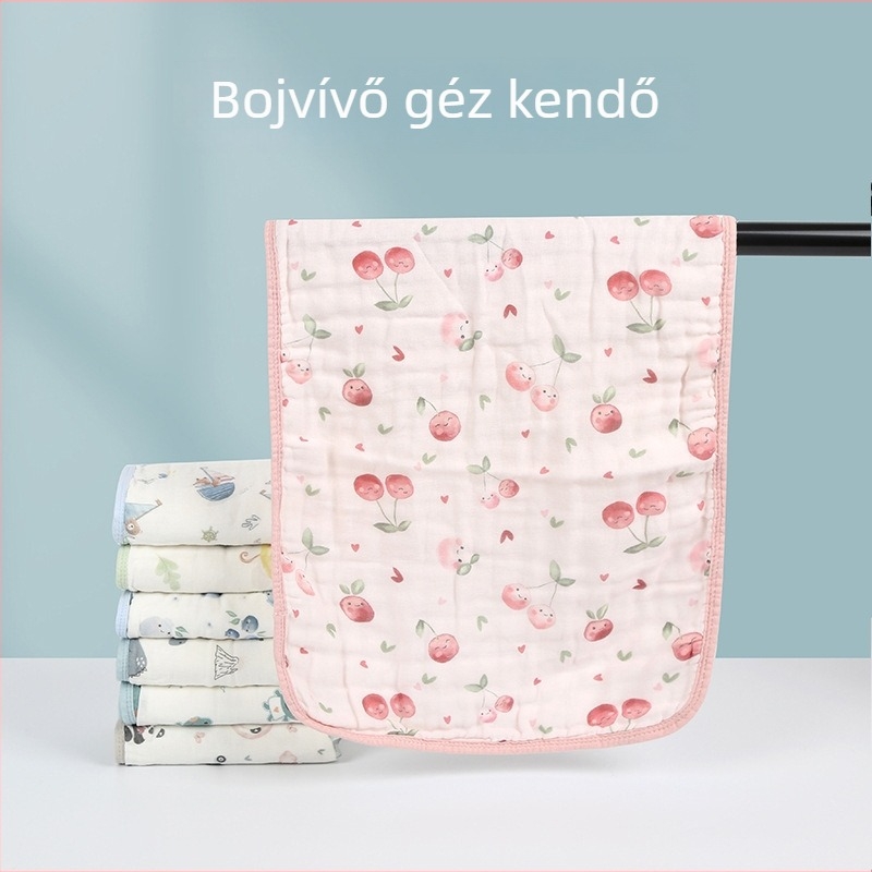 Csecsemő- és gyermek arc törölköző 100% pamutból, géz négyszögletes törölköző, 40S szál, varrt