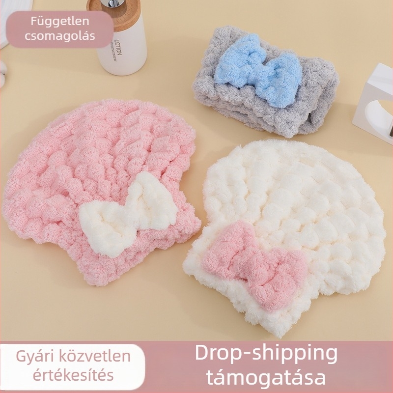 Korall plüssből készült hajszárító sapka, 150D, varrás, vágott velúr, sima szövés, súly 50–79 g