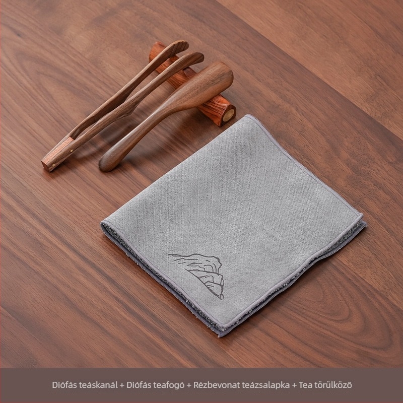 Diófából készült teáskanál levélkivágó eszközzel és mérő funkcióval, kínai stílusú, kiváló minőségű teafelszerelés