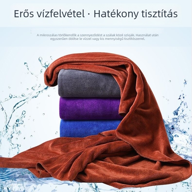 Mikroszálas autó tisztító kendő, nedvszívó és folteltávolítás, multifunkcionális nagy kendő autómosáshoz, vastag és tartós