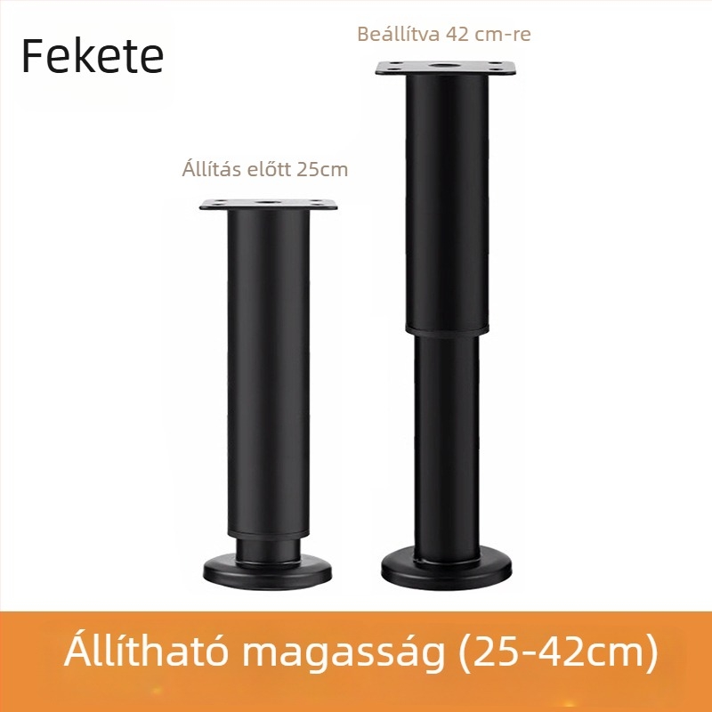 Nagy alapú teleszkópos láb bútorokhoz — alkalmas ágyhoz, szekrényhez, TV-állványhoz és kávézóasztalhoz; Anyag: hideg-hengerelt acél; Stílus: modern minimalizmus; Gyártási eljárás: sajtolás/csiszolás/polírozás