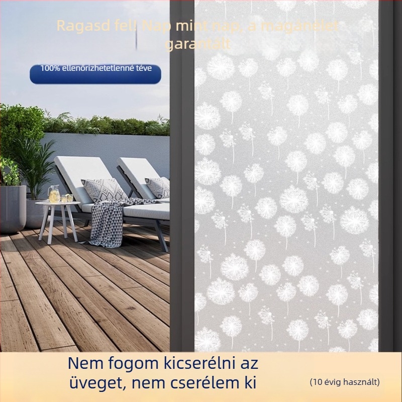 PVC ablakfólia magánéletvédelmére – öntapadós, modern minimál stílus, egyszínű minta, 1 db