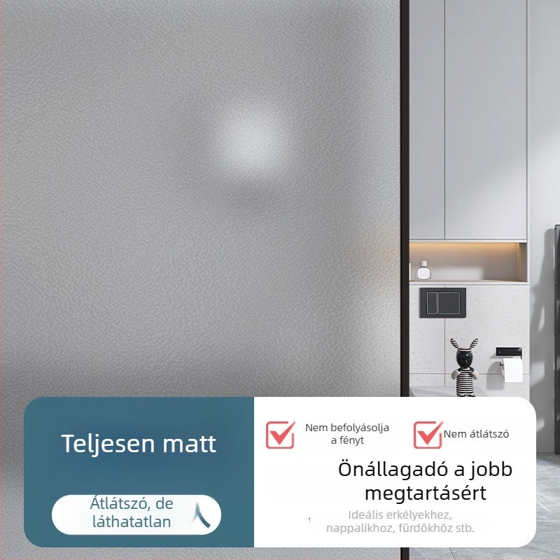 PVC ablakfólia magánéletvédelmére – öntapadós, modern minimál stílus, egyszínű minta, 1 db