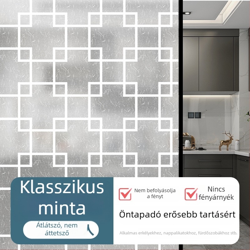PVC ablakfólia magánéletvédelmére – öntapadós, modern minimál stílus, egyszínű minta, 1 db