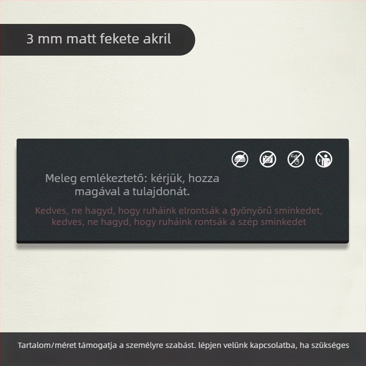 Akril próbafülke felirat – vízálló falikép kereskedelmi helyiségekhez, dekoratív, modern minimalista stílus