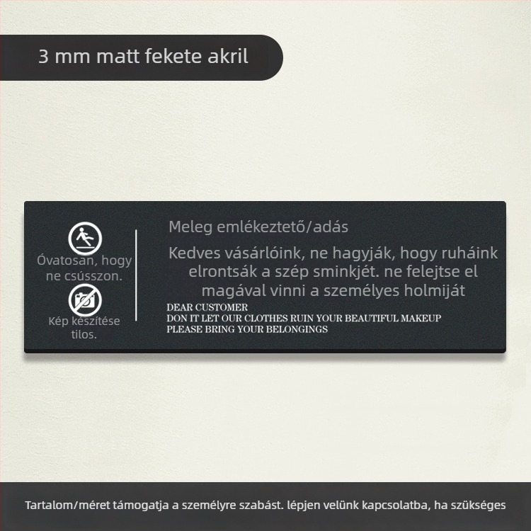 Akril próbafülke felirat – vízálló falikép kereskedelmi helyiségekhez, dekoratív, modern minimalista stílus