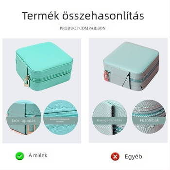PU bőrből készült ékszerdoboz, hordozható tároló ékszerekhez, láncokhoz, fülbevalókhoz, gyűrűkhöz, rúzshoz és órákhoz; magáncímke elérhető
