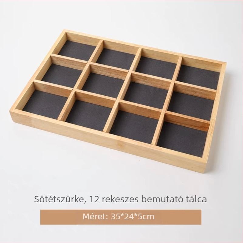 Masszív faból készült karkötő- és órakiállító doboz mikroszálas velúr béléssel