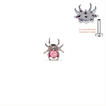 Titánium ajakpiercing pók alakú bezel opállal, G23 ötvözet