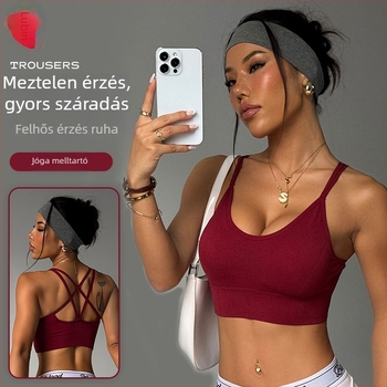 Sima jóga sportmelltartó – 3/4 kosár, rögzített dupla vállpántok, fő anyag 90% Nylon + 10% Spandex, bélés Spandex, tartalmaz melltartó párnákat