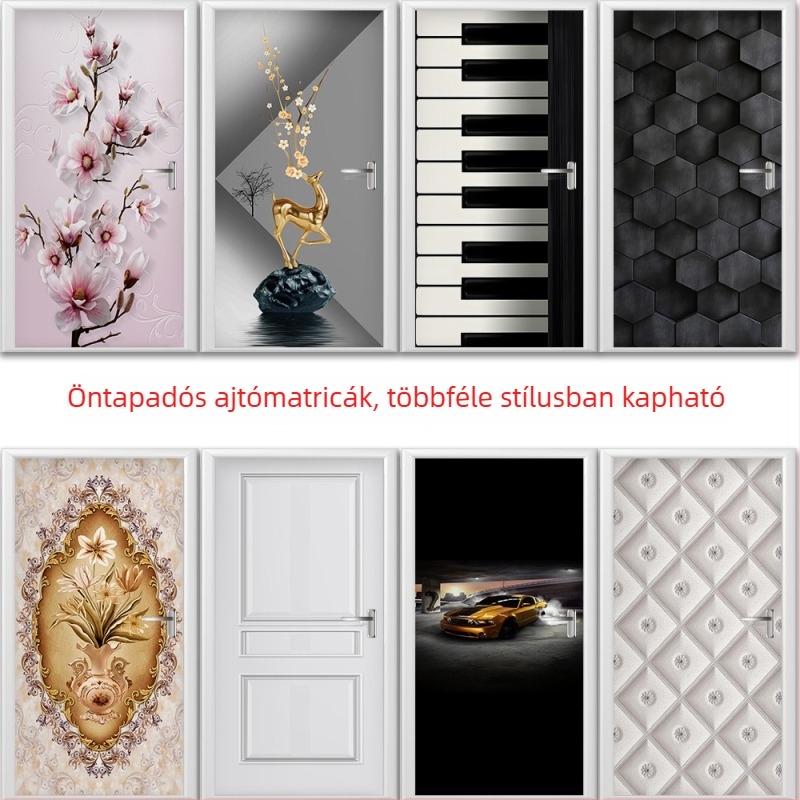 Shangyi Kreatív Nordic Minimalista PVC Vízálló Ajtó Matrica Szekrényhez, Hálószobához és Konyhához – Öntapadós PVC Matricák, 2 Db
