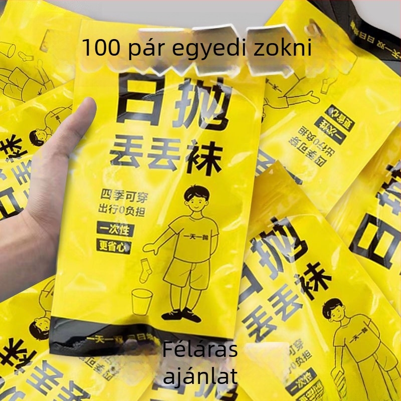 Egyszer használatos pamut zokni középmagasságú, uniszex, egyszínű, 80–90% pamut, dupla tűkötés