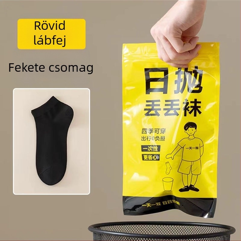 Egyszer használatos pamut zokni középmagasságú, uniszex, egyszínű, 80–90% pamut, dupla tűkötés