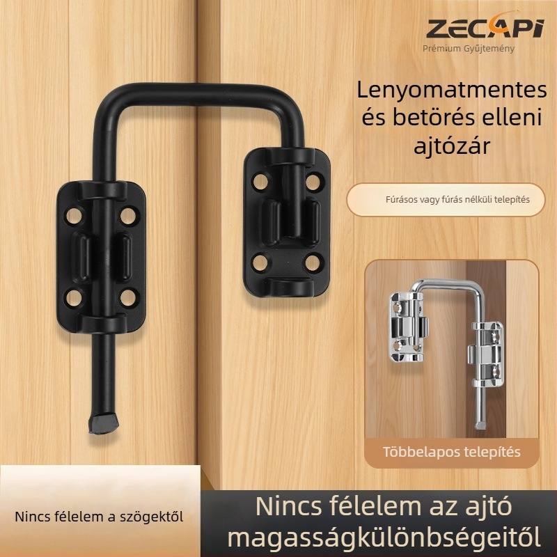 Ajtózár furás nélkül, cink ötvözet, többszögű mechanizmus 90°/180°, elektroplatolt bevonat