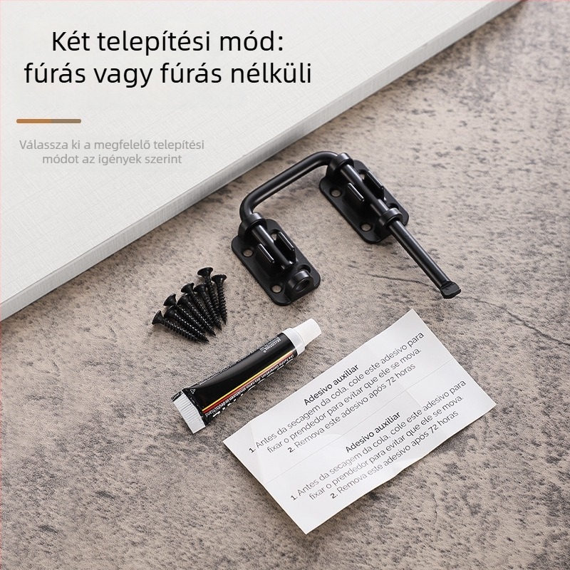 Ajtózár furás nélkül, cink ötvözet, többszögű mechanizmus 90°/180°, elektroplatolt bevonat