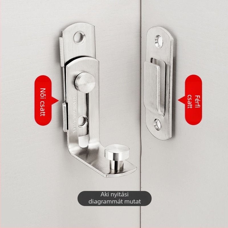 Rozsdamentes acél ajtózár, polírozott felület, modern minimalist stílus, márka Three cats, modell Door lock latch