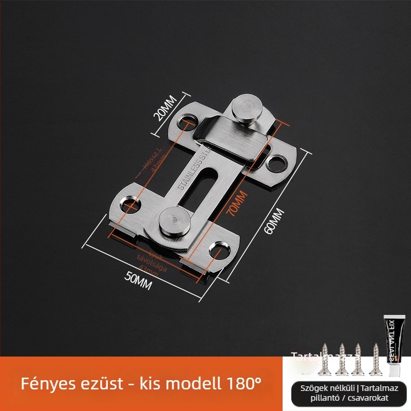 Rozsdamentes acél ajtózár, polírozott felület, modern minimalist stílus, márka Three cats, modell Door lock latch