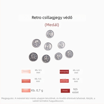 S925 Sterling ezüst gomb totém mintával, etnikus vintage stílus, zsinórzár