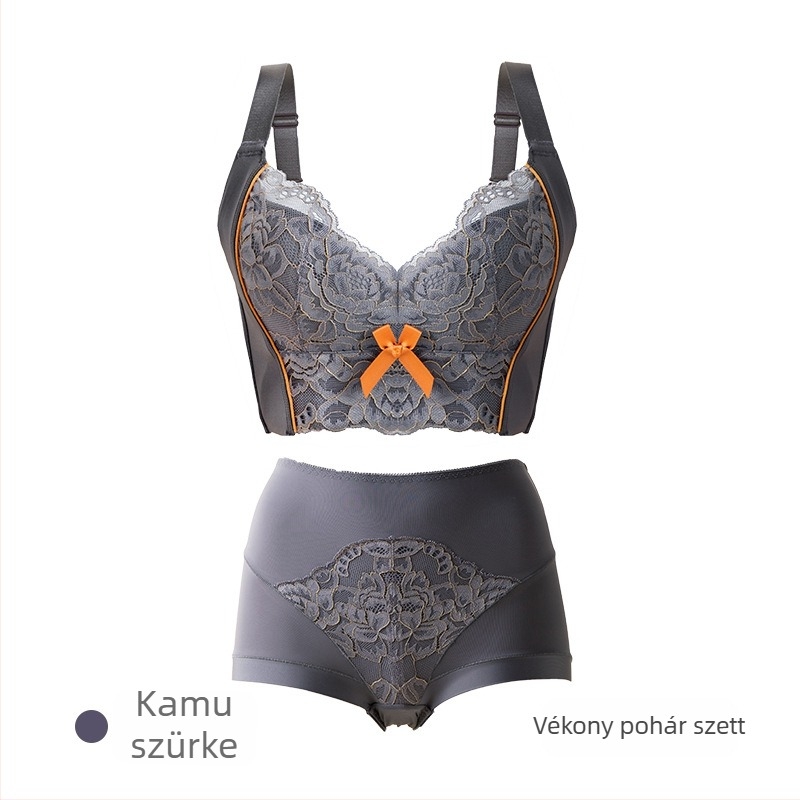 3/4 kosárméretű melltartó készlet, vékony formázott kosár, fix vállpántok, hátul hat sor zár, gyűrés és felső támasz