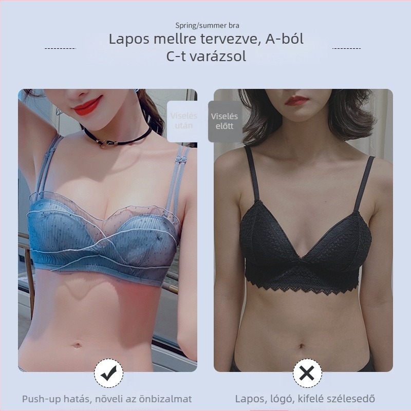 Csipkés váll nélküli melltartó kis mellekhez – push-up, csúszásmentes, láthatatlan melltartó készlet