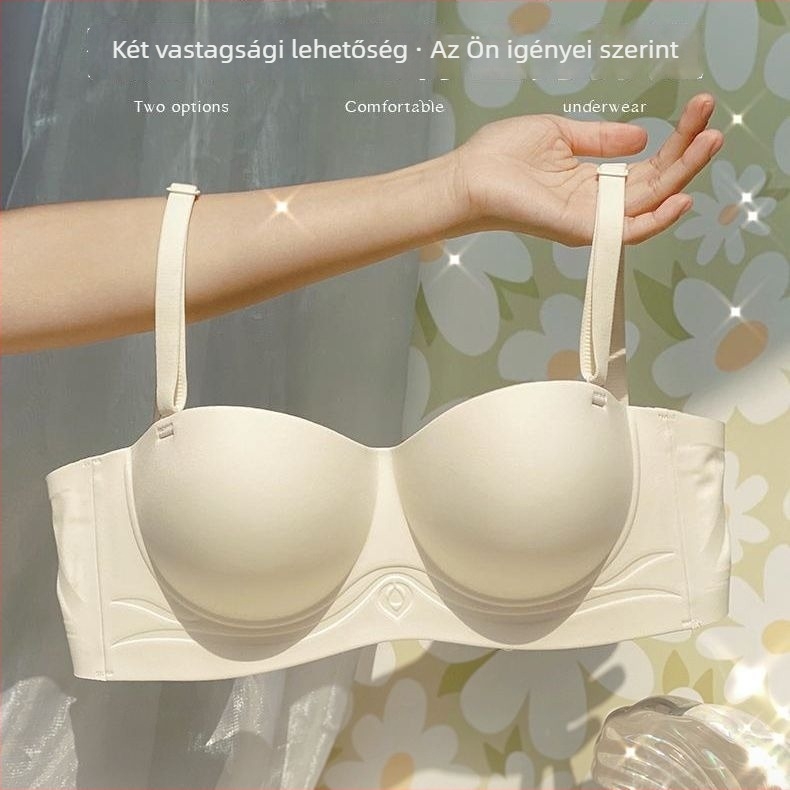 Pánt nélküli félkosaras melltartó push-up, varrat nélküli, légáteresztő nylonból