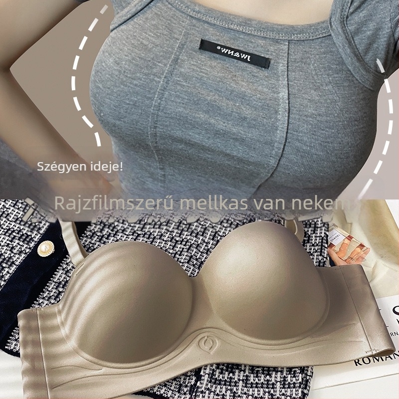 Pánt nélküli félkosaras melltartó push-up, varrat nélküli, légáteresztő nylonból