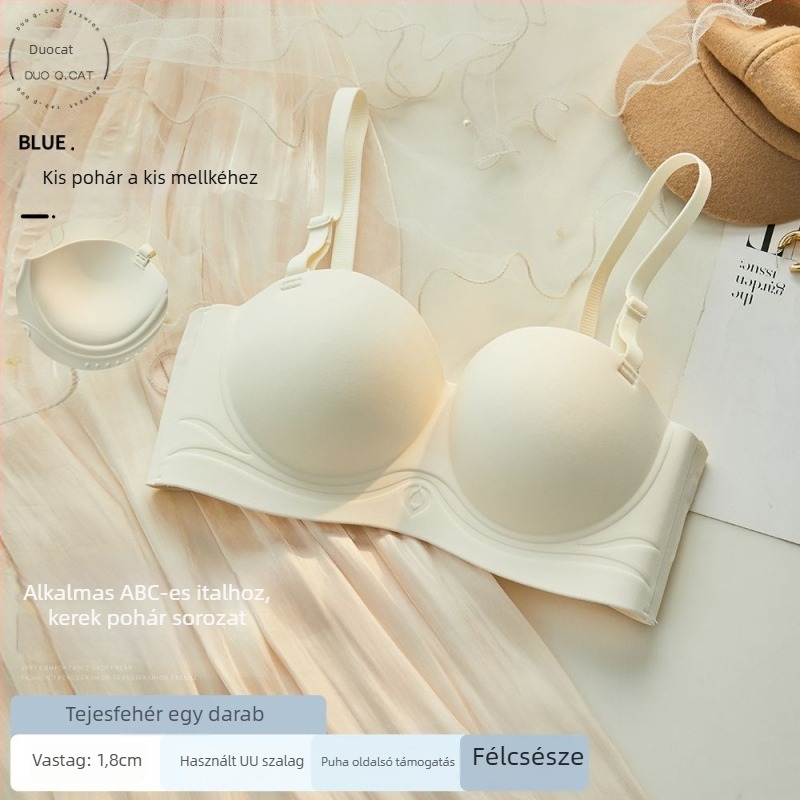 Pánt nélküli félkosaras melltartó push-up, varrat nélküli, légáteresztő nylonból