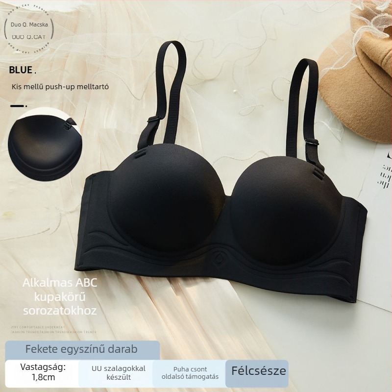 Pánt nélküli félkosaras melltartó push-up, varrat nélküli, légáteresztő nylonból