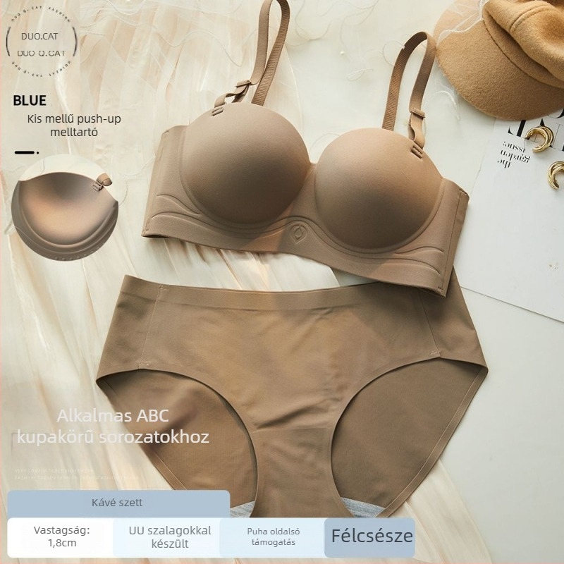 Pánt nélküli félkosaras melltartó push-up, varrat nélküli, légáteresztő nylonból