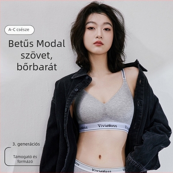 Wuji Liangpin modal anyagú melltartó szett betűmintával, nőknek, varrat nélküli, anti-esés, push-up kis mellre, rögzített dupla vállpántok