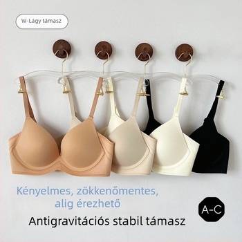 Varrat nélküli, fényes felületű melltartó kis mellekhez, légáteresztő és kényelmes, emelést nyújt, puha tápás, összegyűjti az oldalsó melleket, megelőzi az előreesést
