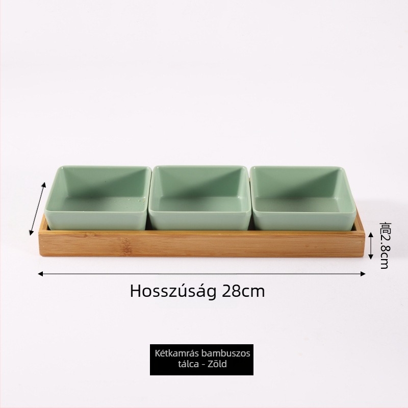 Melaminból készült nordic stílusú négy rekeszes snacktál diófélékhez, szárított gyümölcsökhöz és szószokhoz