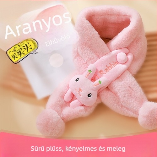 Sál mesterséges nyúlszőrrel, rajzfilm mintával, uniszex dizájn, megőrzi a meleget, japán-koreai stílus.