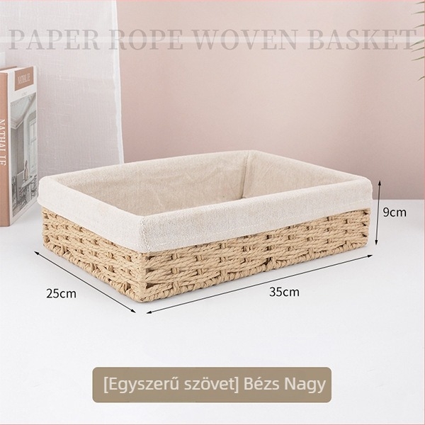 Szövött irodai tároló kosár, papírkötél design, modell 126, modern-minimalista stílus
