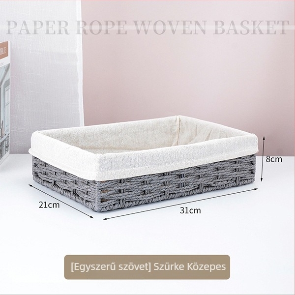 Szövött irodai tároló kosár, papírkötél design, modell 126, modern-minimalista stílus