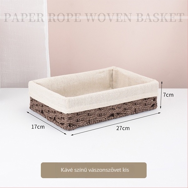 Szövött irodai tároló kosár, papírkötél design, modell 126, modern-minimalista stílus